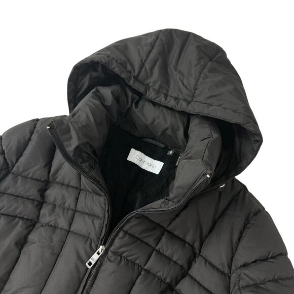 Calvin Klein Women’s Black Hooded Winter Coat Puffer Jacket Size Large - Picture 4 of 15